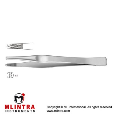 Lane Dissecting Forceps 1 x 2 Teeth Stainless Steel, 17.5 cm - 7"